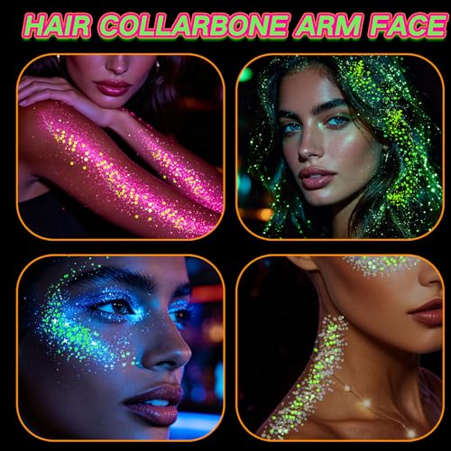 4-Pack UV Glow Body Glitter Gel – Neon Rave Accessories