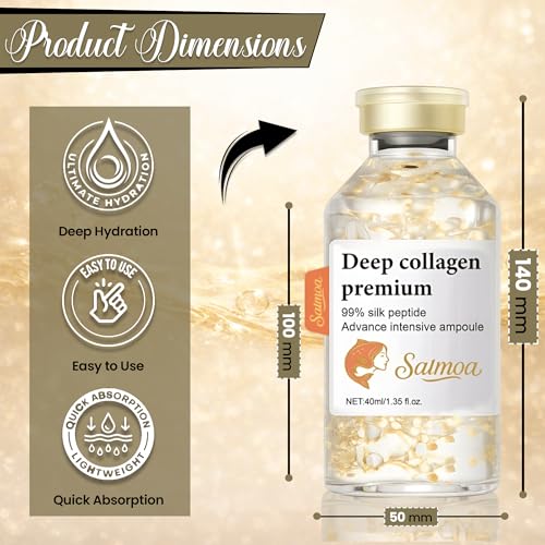Silk Peptide Lifting Ampoule by Salmoa ? Korean Anti?Aging Serum with Collagen & 30 Peptides | Tightening, Firming, Wrinkle Repair | 72H Hydrating Peptide Complex