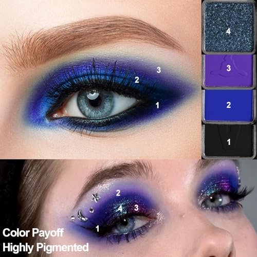 Afflano Goth Eyeshadow Palette - Purple Blue 6 Shades