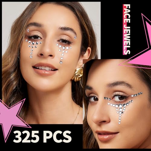 Self Adhesive Star Face Gems Stickers – 5 Sheets Y2K Rhinestone Jewels