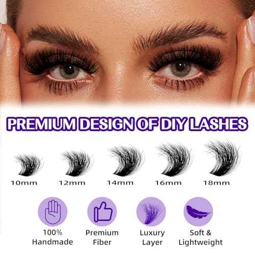 B&Q Fluffy Lash Clusters 200D Thick Lashes Eyelash Extensions Volume Lash Clusters 10-18mm Salon-style Dramatic Fluffy Lashes 280pcs Suitable for Beginners Makeup at Home(Lash-200D)