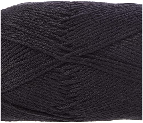 Lion Brand 24/7 Cotton Yarn, Lightweight Yarn for Knitting, Crocheting, and Crafts, Black, 1 Pack