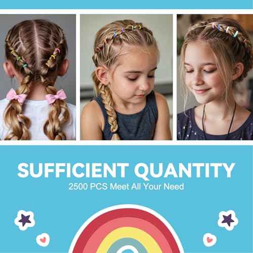 HOYOLS 2500 pcs Colorful Elastic Hair Rubber Bands, Small Hair Ties Accessories No Pull No Damage Stretch Holder for Girls Women TPU (25 Mixed Multi Hue)