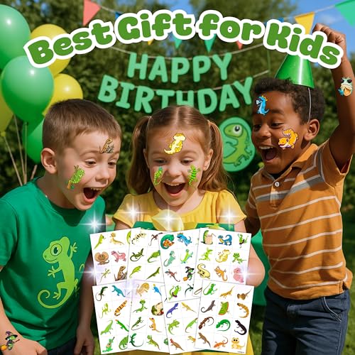 Lizard Temporary Tattoos for Kids, 96 Pcs Party Favors