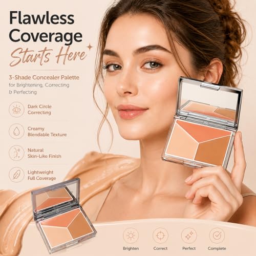 3-Color Concealer Palette with Caffeine & Almond Oil