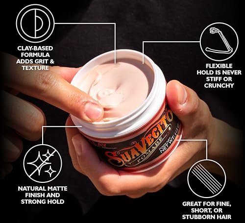 Suavecito Firme Clay Pomade for Men - Strong Hold Matte Finish 4 oz - Professional Hair Styling Clay