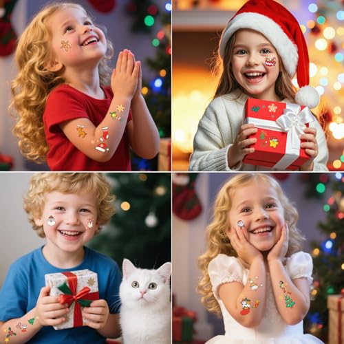 30 Sheets Christmas Temporary Tattoos for Kids