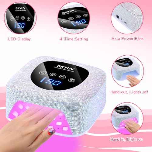Rechargeable UV LED Nail Lamp, Cordless Nail Dryer for Gel Polish, UV Nail Lamp with 4 Timers Setting and LED Touch Screen, Professional Curing Lamp Light with 30 Beads for Salon and Home