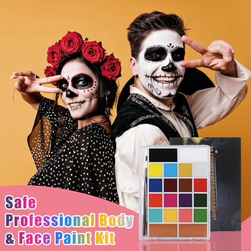 SOVONCARE Oil-Based Face Paint Kit - 20 Colors with 12 Brushes