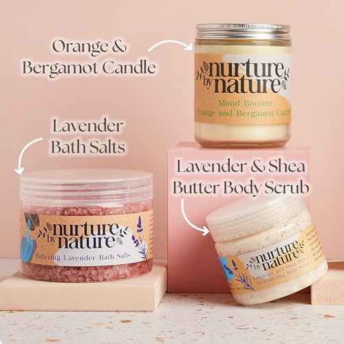 NURTURE BY NATURE Self Care Gift Set for Women ? 6 Piece Relaxing Bath & Body Spa Gift Basket with Bath Bomb, Hand Cream & Scented Candle ? Self Care Gifts for Valentine¡¯s Day & Mother¡¯s Day Gift