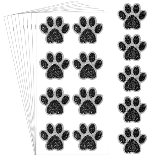Blulu Glitter Paw Print Temporary Tattoos 25 Sheets 200 Pcs
