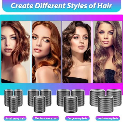Self-Grip Hair Rollers Set with Clips - 24 Heatless Curlers & Storage Bag