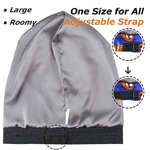 Sleep Cap Hair Bonnet Satin Lined Slouchy Beanie Hat for Night Sleeping - Adjustable Stay on All Night