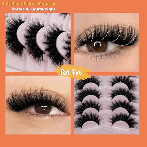 Cat Eye False Lashes 18mm - 7 Pairs 3D Mink Wispy