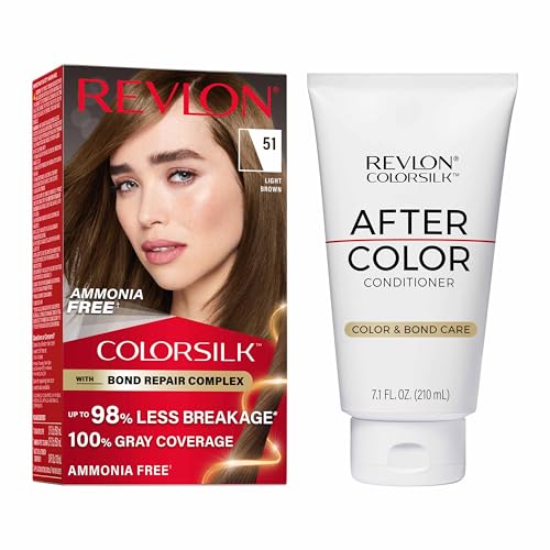 Revlon ColorSilk Bond Repair Hair Color Kit, Light Brown 51