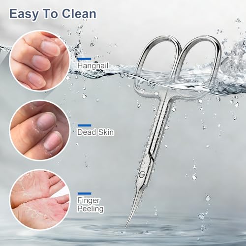 ESVIENS Curved Precision Cuticle Scissors - Stainless Steel Manicure Trimmer
