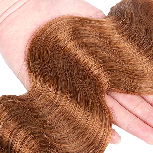 Brown Body Wave Hair Extensions - 3 Bundles of Unprocessed Virgin Human Hair, 20-24 Inch