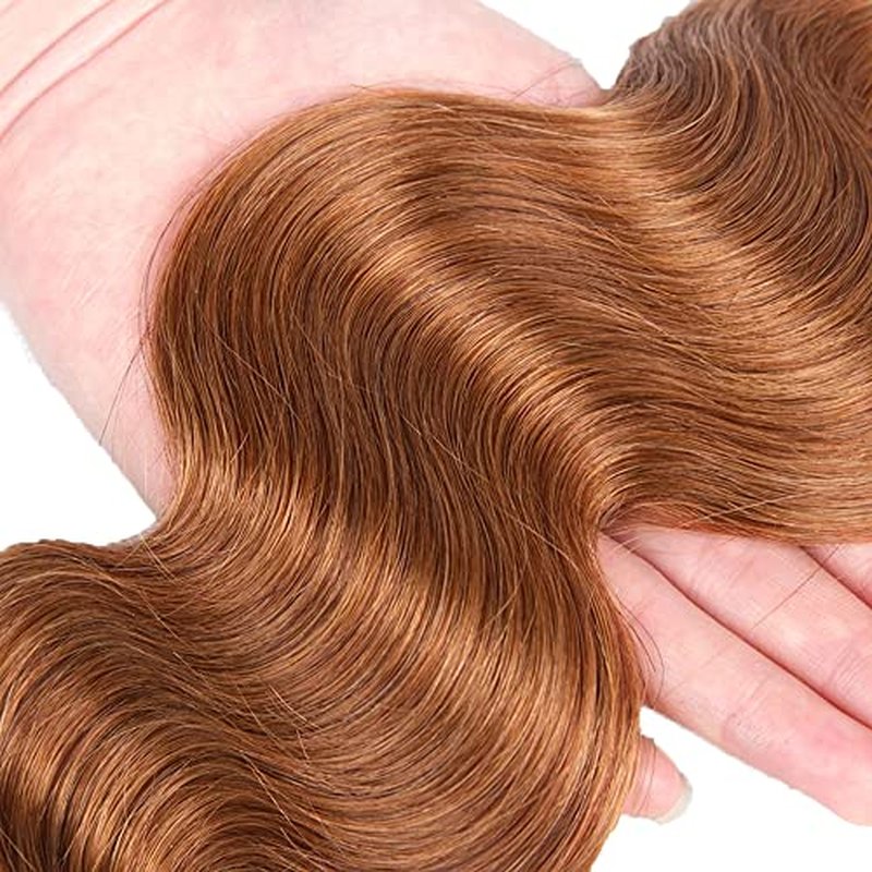 Light Brown Body Wave Human Hair Bundles - 30 Inch, 8A Grade