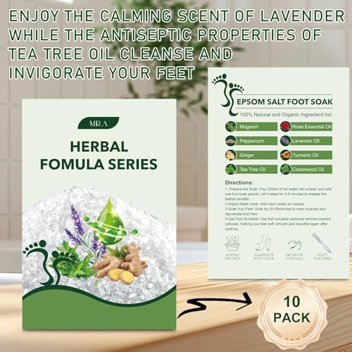 MR.A Epsom Salt Foot Soak with Tea Tree & Lavender Oils - Spa Pedicure for Calluses & Odor