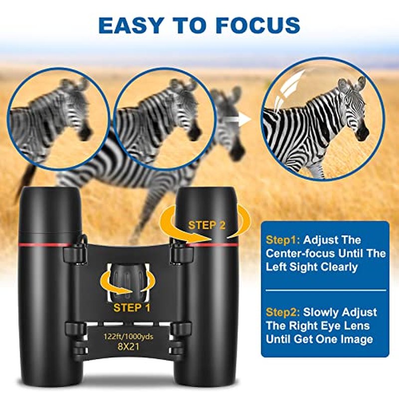 AHFLRITO 8X21 Compact Binoculars - Lightweight Waterproof for Adults