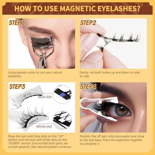 Magnetic Eyelashes - 2 Pairs Reusable Lashes, No Glue, Easy Apply