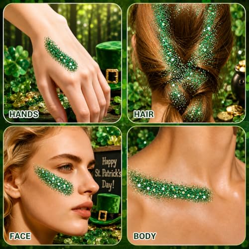 MEICOLY Jumbo Forest Green Glitter Stick - 1.23 OZ Face & Hair Glitter for Rave & Cosplay