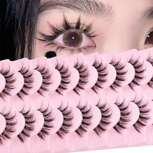 12mm Wispy Manga Anime False Eyelashes, 10 Pairs Reusable