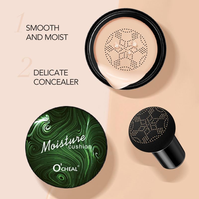 O'CHEAL Cushroom Concealer Cushion with Mushroom Sponge - Full Coverage