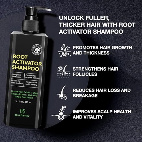 Beadlamey Root Activator Shampoo for Men - Hair Growth & Thinning Hair - 10.1 fl oz (Pack of 1)