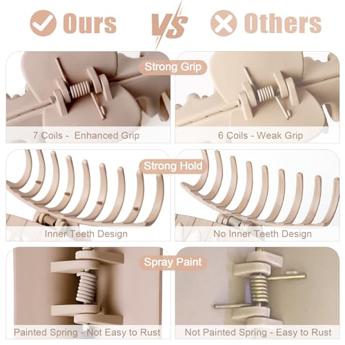 TOCESS Large Claw Clips for Women – 8 Pack, 4.33 Inch