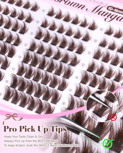 Brown Manga Lash Clusters - 144Pcs DIY Eyelash Extensions 10-16mm