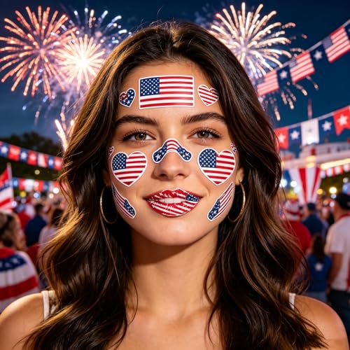 32 Country Flag Temporary Tattoos - Waterproof Patriotic Face & Body Stickers
