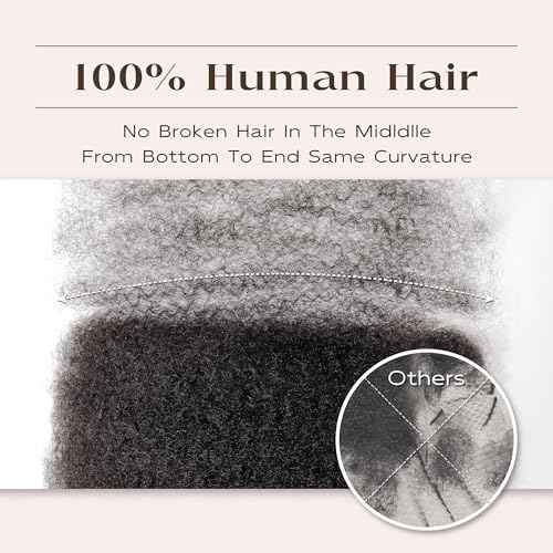 Afro Kinkys Bulk Human Hair, 16 Inch 50G/Pack Soft 4C Afro Kinky-Curly Human Hair Bulk for Twist Dreadlocks Extensions Repair Locs Natural Black 1 Pack (1B, 16 inch)