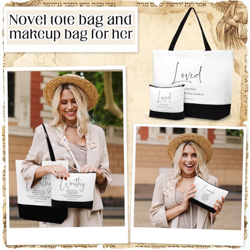 Abbylike Christian Gift Bags Easter Bible Verse Tote Bag Religious Cosmetic Makeup Bag Inspirational Gifts for Women Mothers