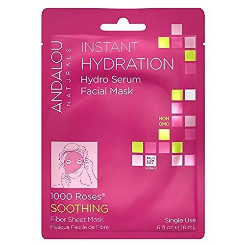 Andalou Naturals Instant Hydration Hydro Serum Facial Mask, Single Face Mask, 0.6 Ounce (Pack of 6)