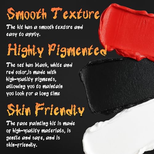 Red Black White Face Paint Set | Halloween Clown Makeup Kit