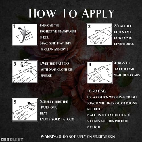 3D Flower Sleeve Temporary Tattoos for Women - 25 Sheets Realistic Flower Fake Tattoos for Arm Leg Body/Long Last/Waterproof