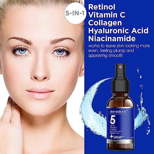 5 in 1 Super Charged Anti-Aging Face Mist w/Retinol, Vitamin C, Collagen, Hyaluronic Acid & Niacinamide | Hydrates, Refreshes & Brightens for a More Glowing Complexion | 2 fl oz, 60 ml