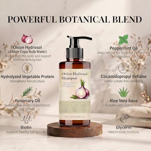 Onion Hydrosol Shampoo for Hair Growth with Rosemary & Biotin - 10oz