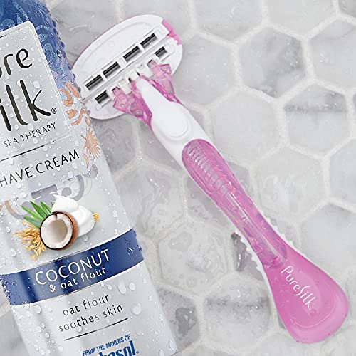 Pure Silk Contour 6 Premium Disposable Razor Value Pack Bundle (3 Packs/9 Total Razors)