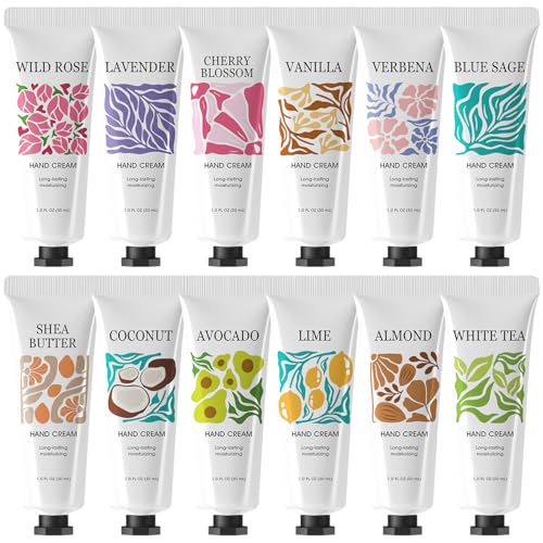 12 Pack Travel Size Hand Cream Set for Dry Hands - Bulk Fragrance Lotion