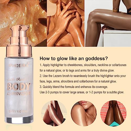Body Shimmer Oil Luminizer with Brush - Long Lasting Glow