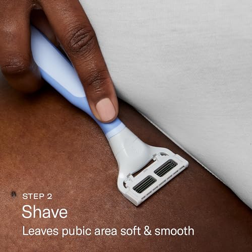 Women's Pubic Hair Razor Set with Shave Gel & Post Shave Serum - Flamingo