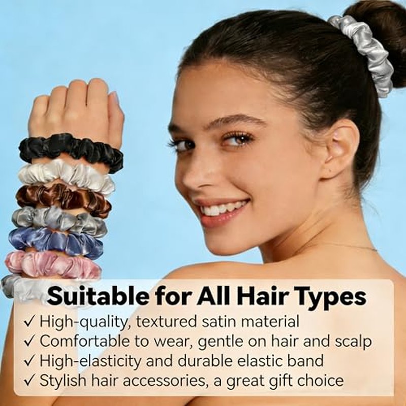 Mebloblo Satin Scrunchies for Women - 8 Pcs No Crease Hair Ties