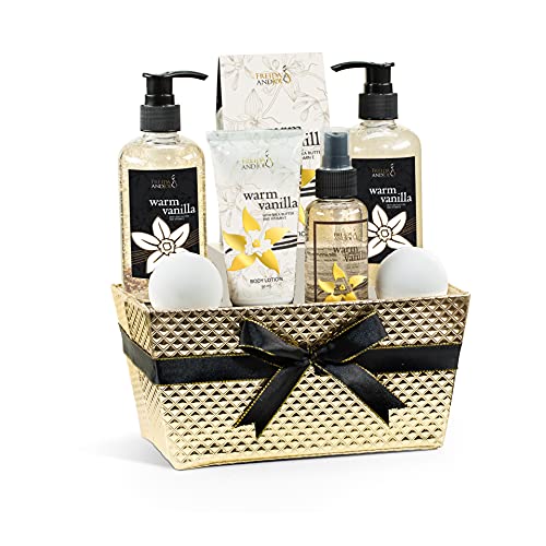 Bath and Body Gift Basket For Women and Men Warm Vanilla Bath & Body Collection Includes Shower Gel, Bubble Bath, Body Lotion, Body Mist & More ? Mother's Day Gift for Mom