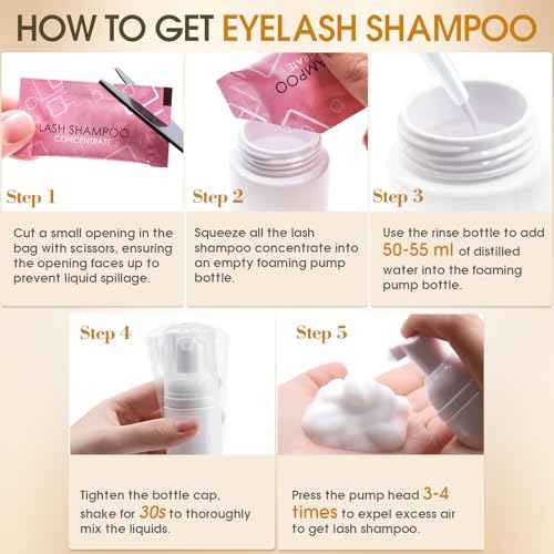 Lash Bonder Primer and Shampoo Kit for Eyelash Extensions, Glue Accelerator Lash Sealant, Pre-treatment Primer Protein Oil Cleanse Remover, Makeup Tools for Professional Use (15ml+15ml+60ml)