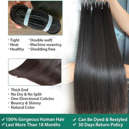 16A Straight Bundles Human Hair 100% Unprocessed Vietnamese Raw Hair Bundles Full and Thick Straight Weave Hair Extensions for Women,Three Times the Lifespan 12 Inch