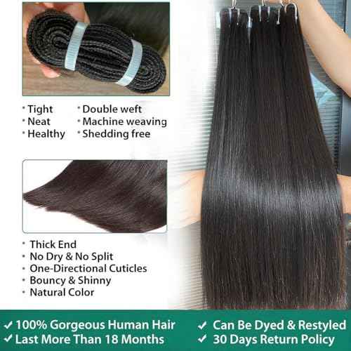 16A Straight Raw Bundles Human Hair,Triple Lifespan Than Regular Virgin Hair,Keep Texture Silky Soft,3 Raw Bundles Human Hair Straight Quick Weave 10 12 14 Inch