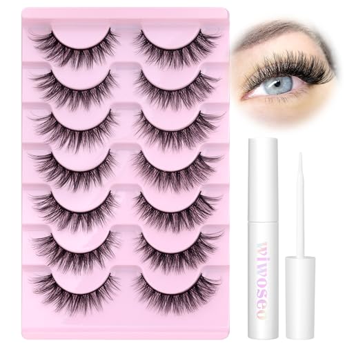 Wispy False Eyelashes Kit with Lash Glue - 7 Pairs Cat Eye