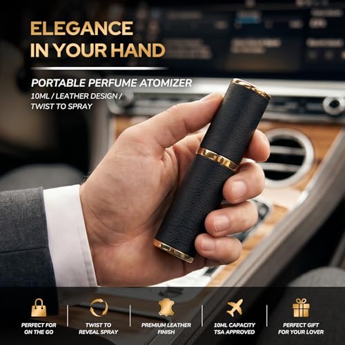 10ml Travel Perfume Atomizer - Refillable Leather-Textured Spray Bottle